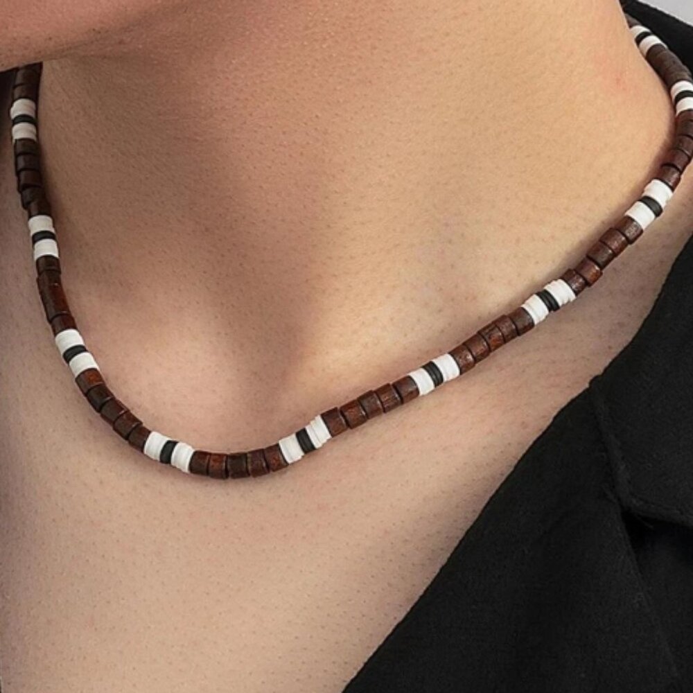 Wooden Bead Necklace For Men